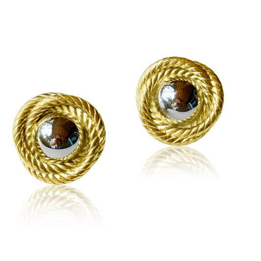 Ellison+Young - Two Toned Golden Day Stud Earrings
