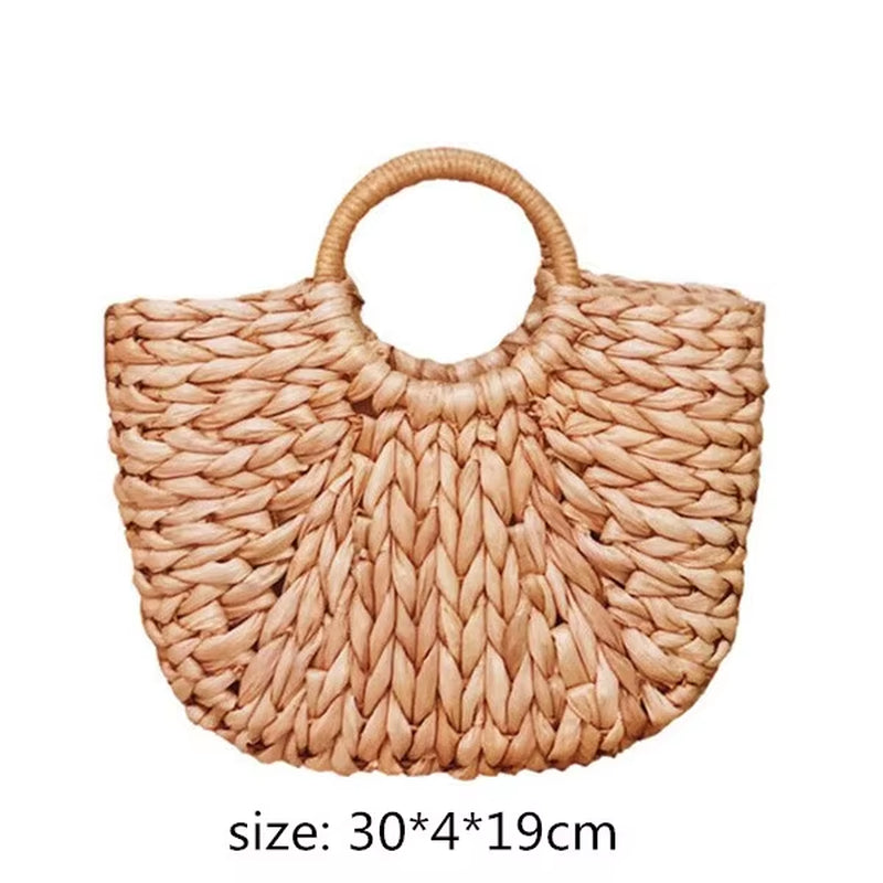 Woven Rattan Bag round Straw Shoulder Bag Small Beach Handbags Women Summer Hollow Handmade Messenger Crossbody Bags
