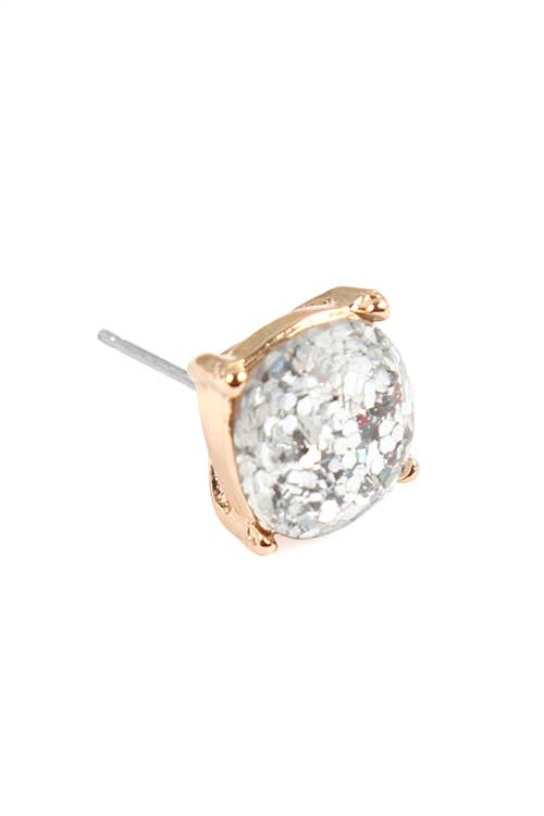 MYS Wholesale Inc - Sparkling Glitter Epoxy Stud Earrings - Fashion and Elegance: Multicolor