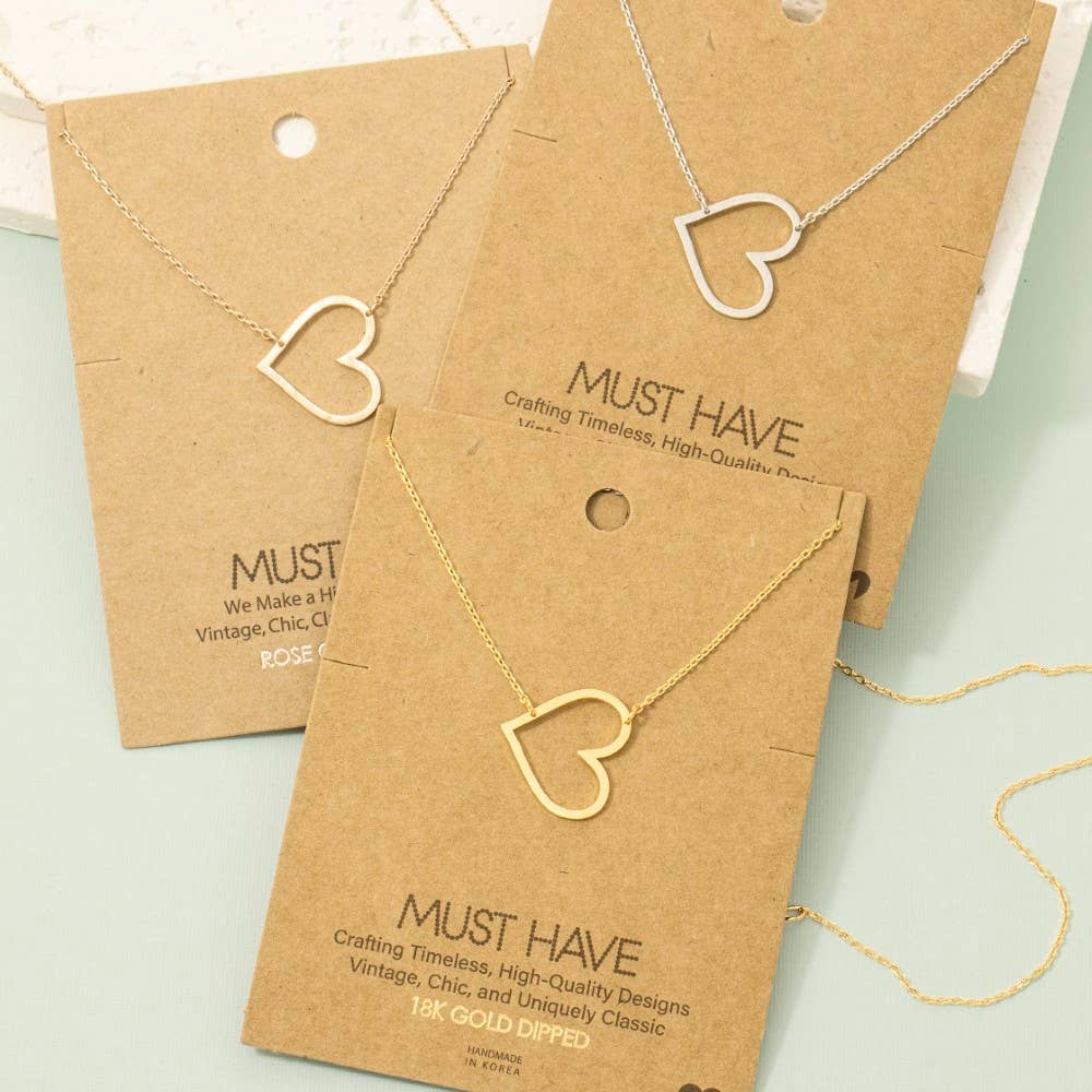 Fame Accessories - Heart Cutout Pendant Necklace: R