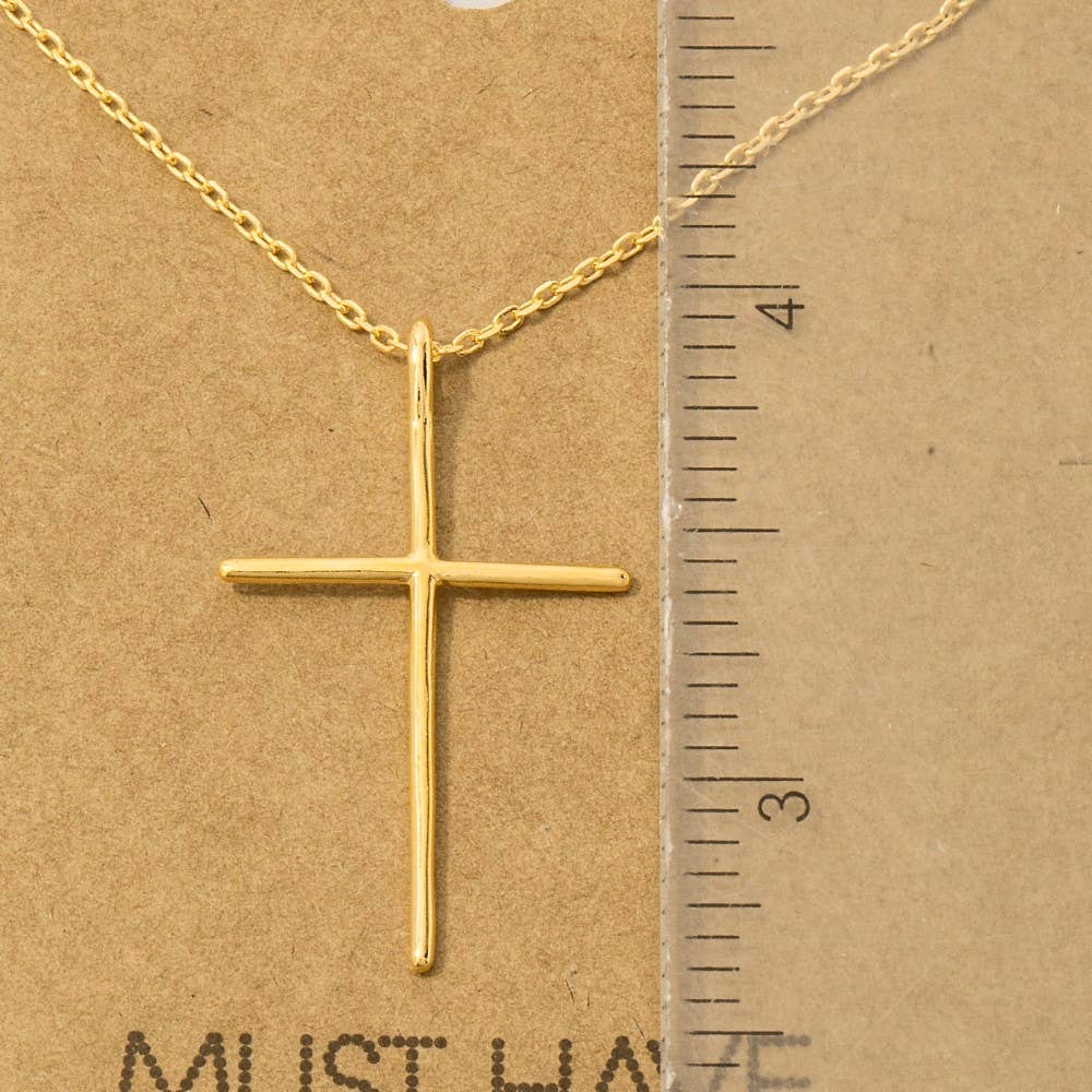 Fame Accessories - Metallic Cross Necklace: S