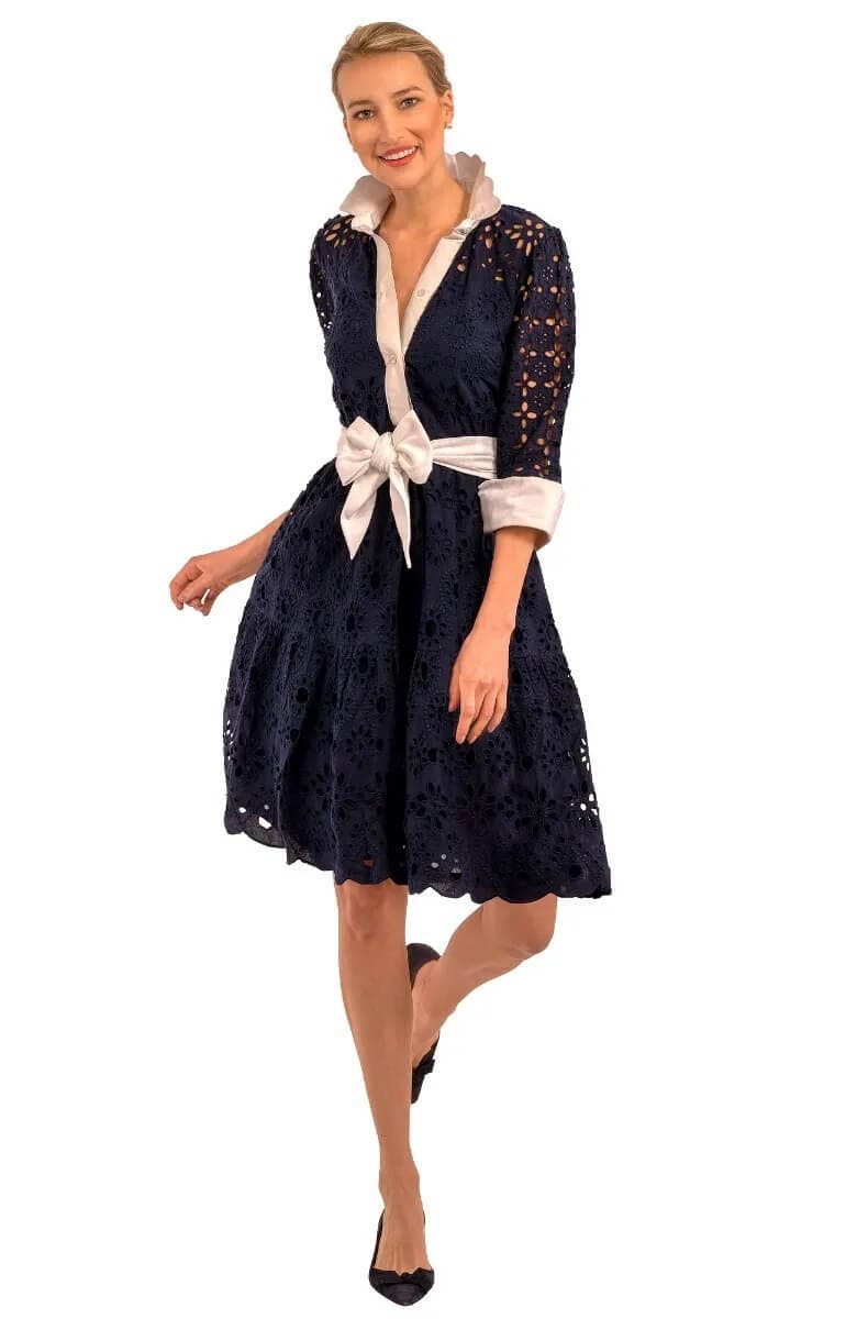 Gretchen Scott LLC - Little Bo Peep Dress - La Di Da: Navy / M