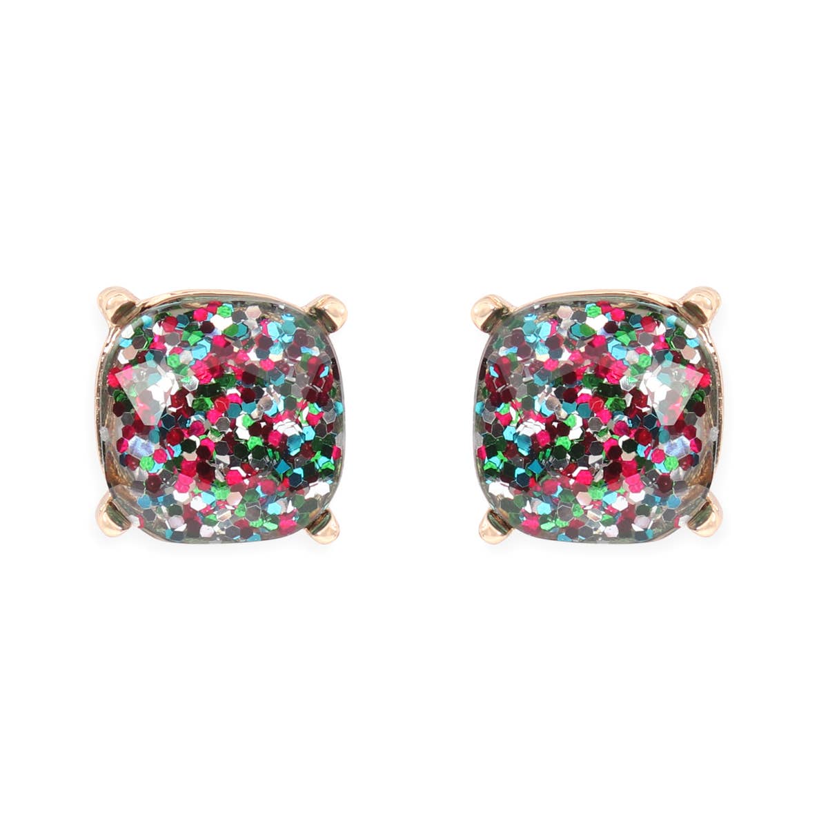 MYS Wholesale Inc - Sparkling Glitter Epoxy Stud Earrings: Ab