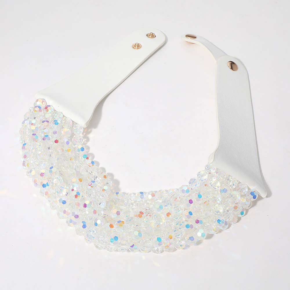 Sensibling Corp. - Chunky Acrylic Beaded Multi Layered Faux Leather Necklace: FUCHSIA