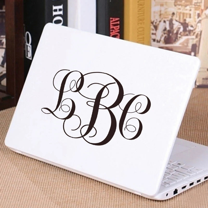 Monogram Initials Vinyl Wall Decal Lettering Words Personalized Graphics MONOGRAM Personalized Name Laptop Phone Bottle Decor
