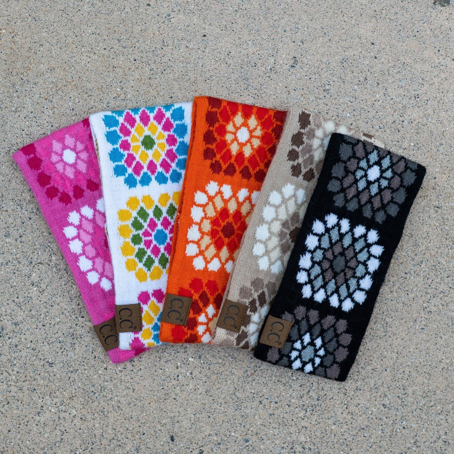 Truly Contagious - CC Flower Crochet Printed Head Wrap ( HW-7396 ): Ivory