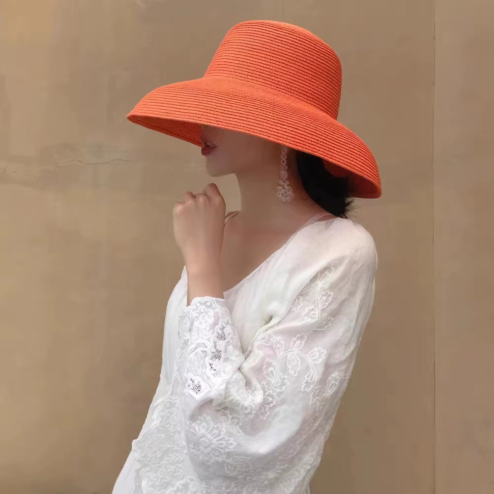 Sun Hat Women'S Cap Hats for Women Men Summer Straw Hat Sun Protection Hats Wide Brim Vintage Protection Fashion Straw Visor