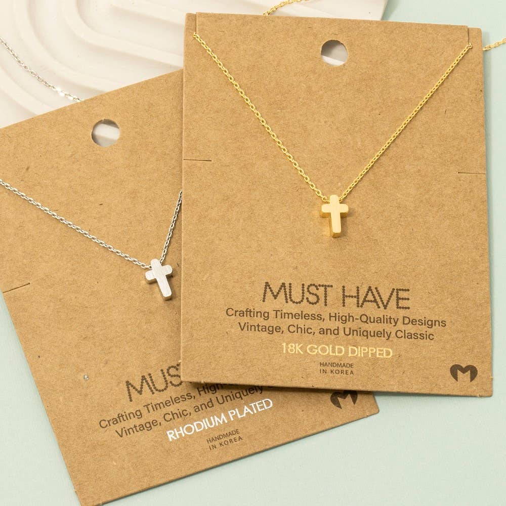 Fame Accessories - Dainty Mini Cross Pendant Necklace: R