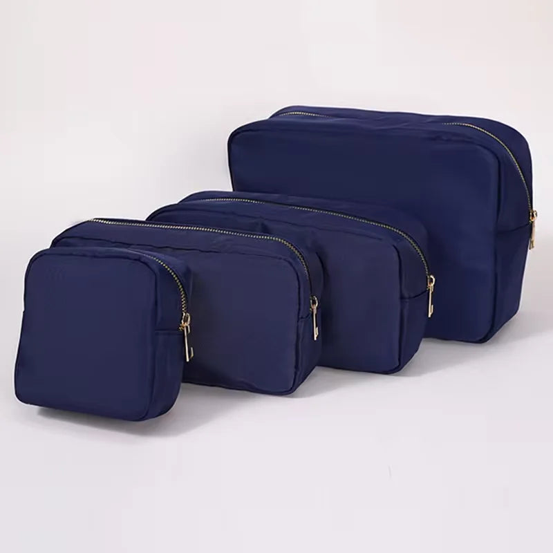 Candy Color DIY Personalized Embroidery Monogram Women Waterproof Toiletry Bag Travel Makeup Bag Nylon Cosmetic Pouch