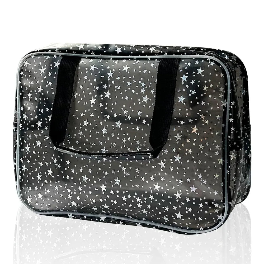 Fashion Clear PVC Star Cosmetic Bag Waterproof Transparent Travel Toiletry Bag Large Capacity Zipper Summer Beach Swimming Bag