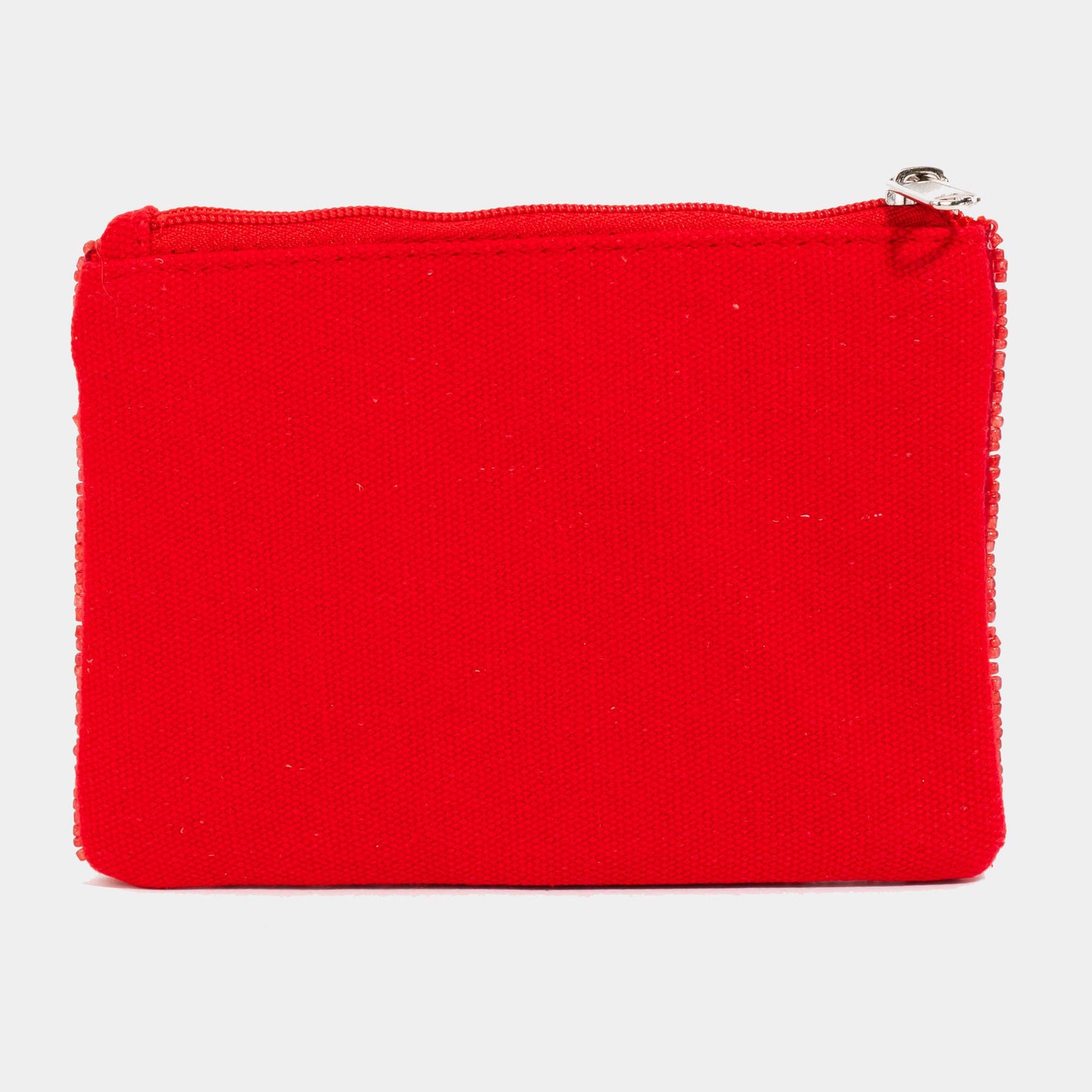 Collections by Fame Accessories - White Heart Seed Beaded Coin Purse: RED