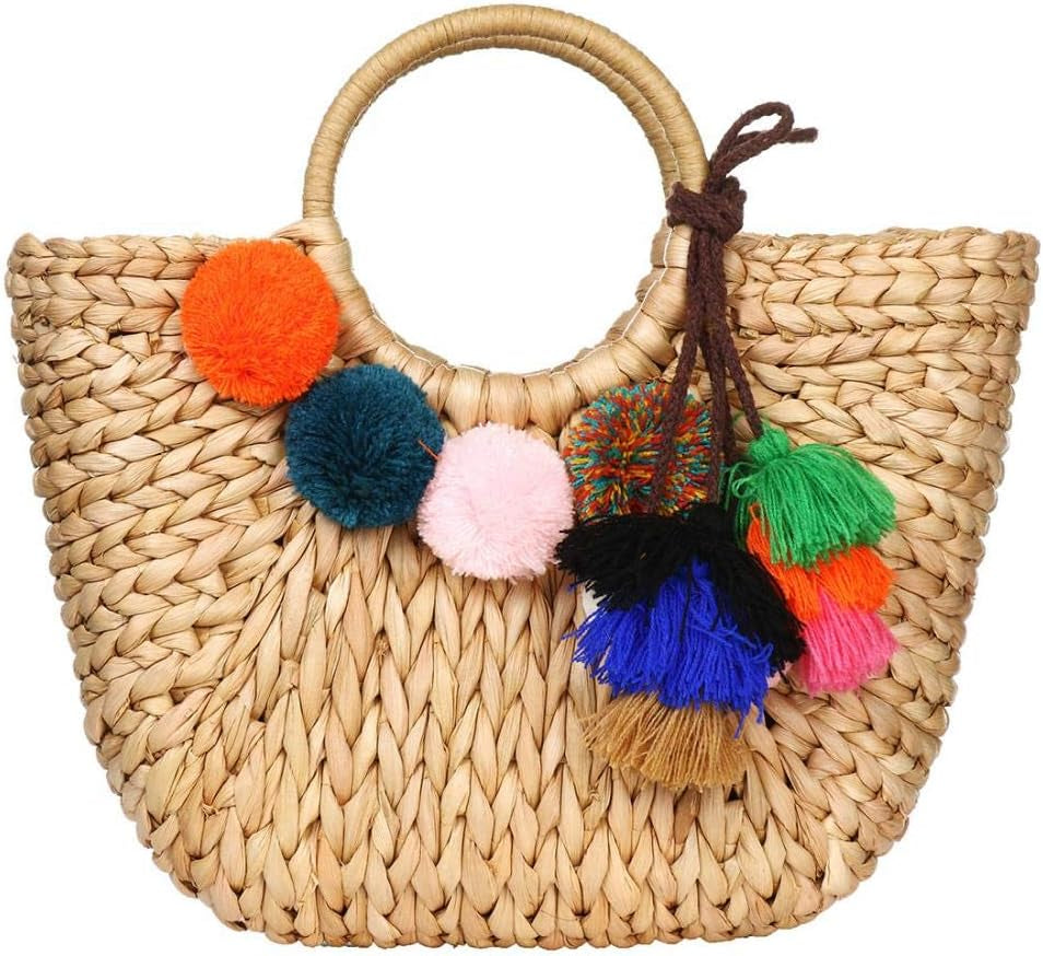 Women's Summer Rattan Handbag - Hand-Woven Straw Tote and Clutch for Beach and Sea Use