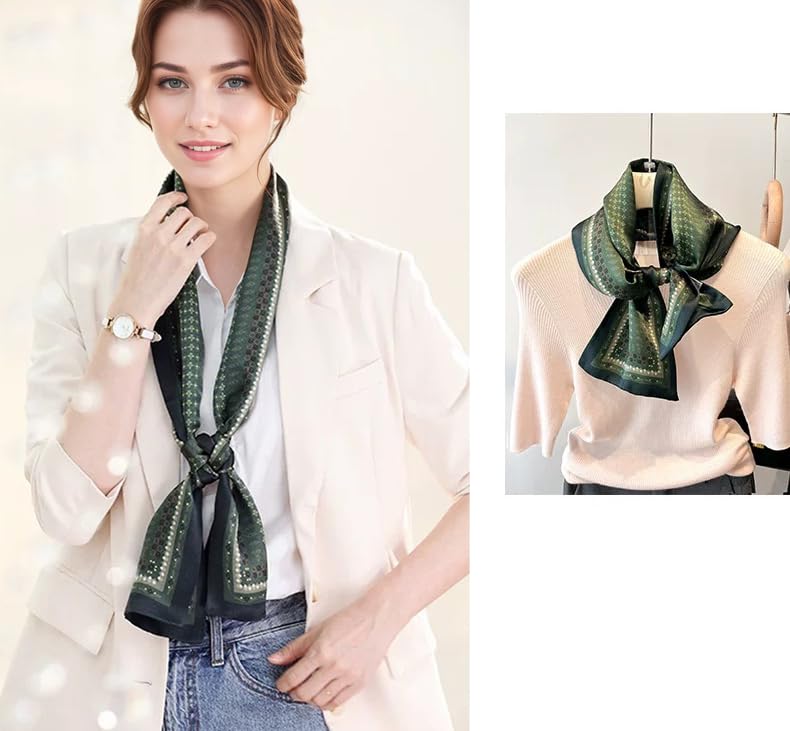 ANDANTINO 100% Silk Scarf for Women 59”*6.3” Long Shawls for Headscarf and Neck- Oblong Hair Wraps with Gift Packed