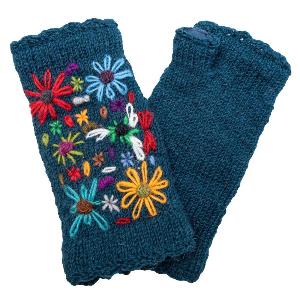 Benjamin International - Fingerless Flower Armwarmer: PURPLE