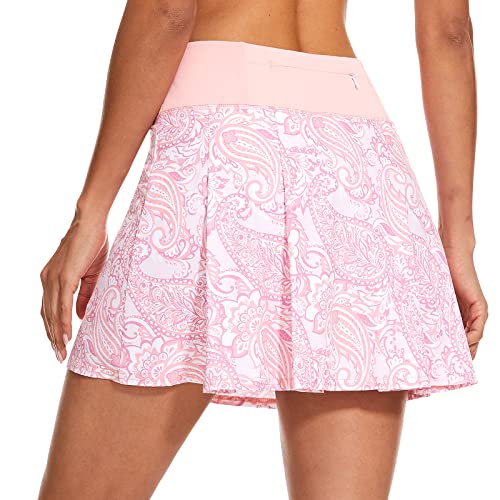 M MOTEEPI 16" Tennis Skirts for Women Pleated Golf Athletic Skorts Skirts with Shorts Pockets Running Pickleball Summer