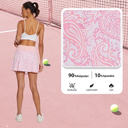 M MOTEEPI 16" Tennis Skirts for Women Pleated Golf Athletic Skorts Skirts with Shorts Pockets Running Pickleball Summer