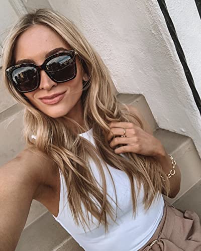 DIFF Bella Designer Square Oversized Sunglasses for Women UV400 Protection, Tortoise frame w/giftable travel case