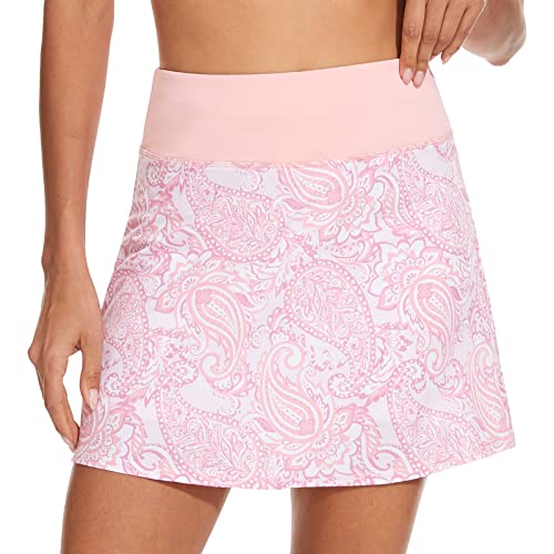 M MOTEEPI 16" Tennis Skirts for Women Pleated Golf Athletic Skorts Skirts with Shorts Pockets Running Pickleball Summer