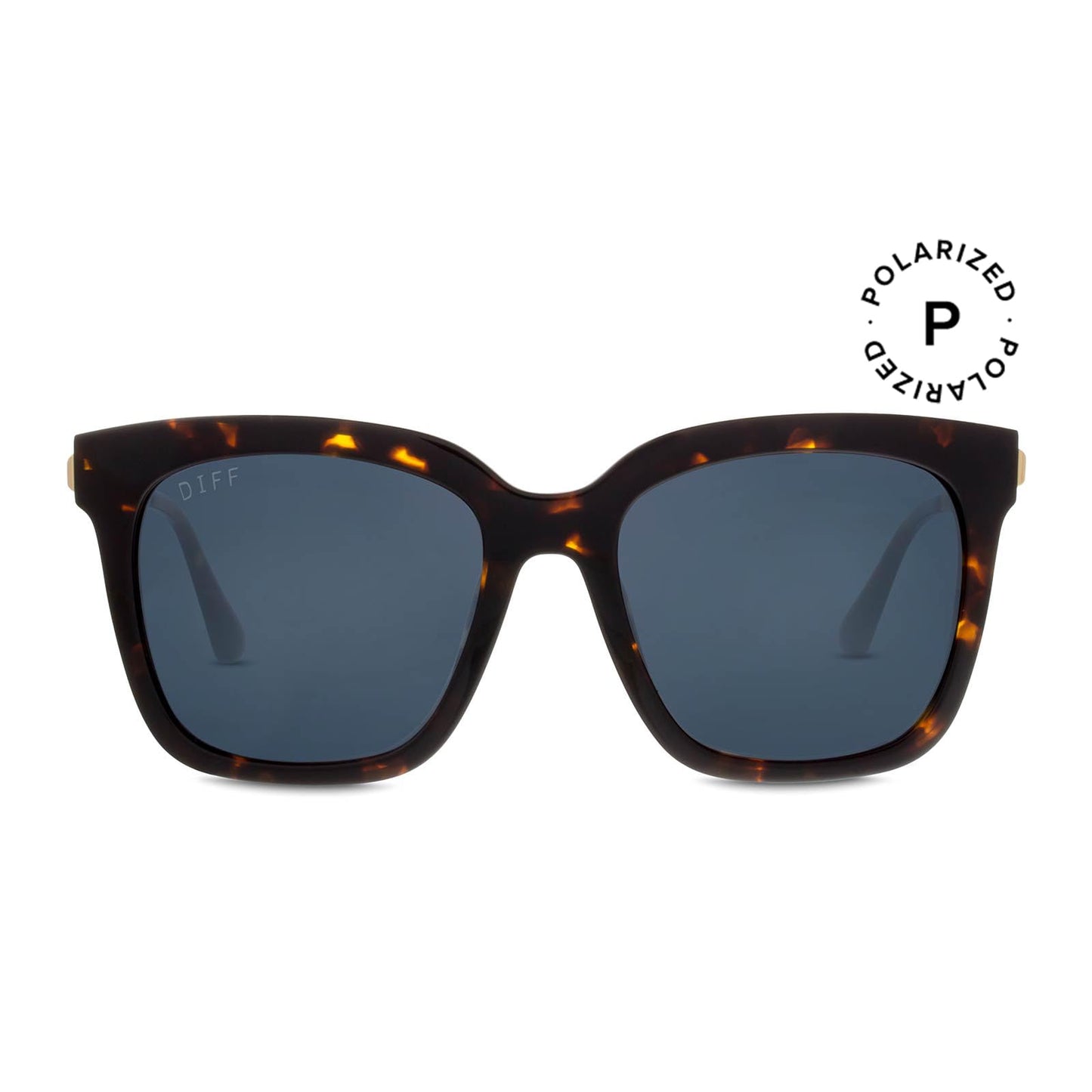 DIFF Bella Designer Square Oversized Sunglasses for Women UV400 Protection, Tortoise frame w/giftable travel case