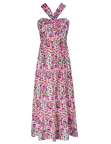 GRACE KARIN 2025 Women's Criss Cross Halterneck Sleeveless Summer Floral Print Flowy A Line Maxi Dress