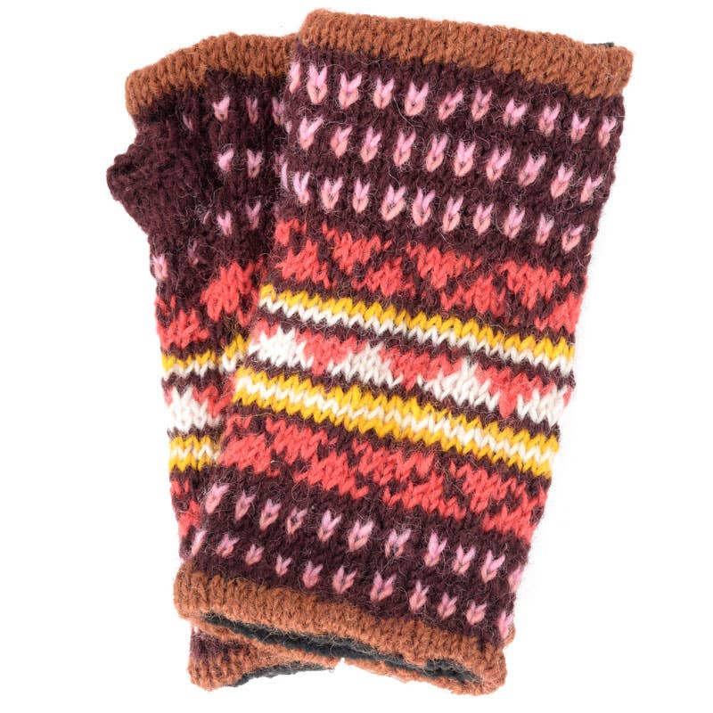 Benjamin International - Patterned Knit Hand Warmers: BLUE AND ORANGE