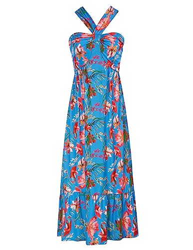 GRACE KARIN 2025 Women's Criss Cross Halterneck Sleeveless Summer Floral Print Flowy A Line Maxi Dress