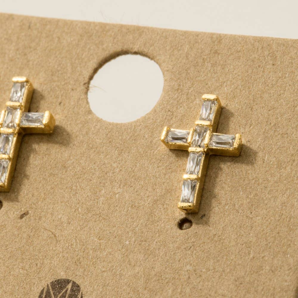 Fame Accessories - Mini Cross Stud Earrings: S