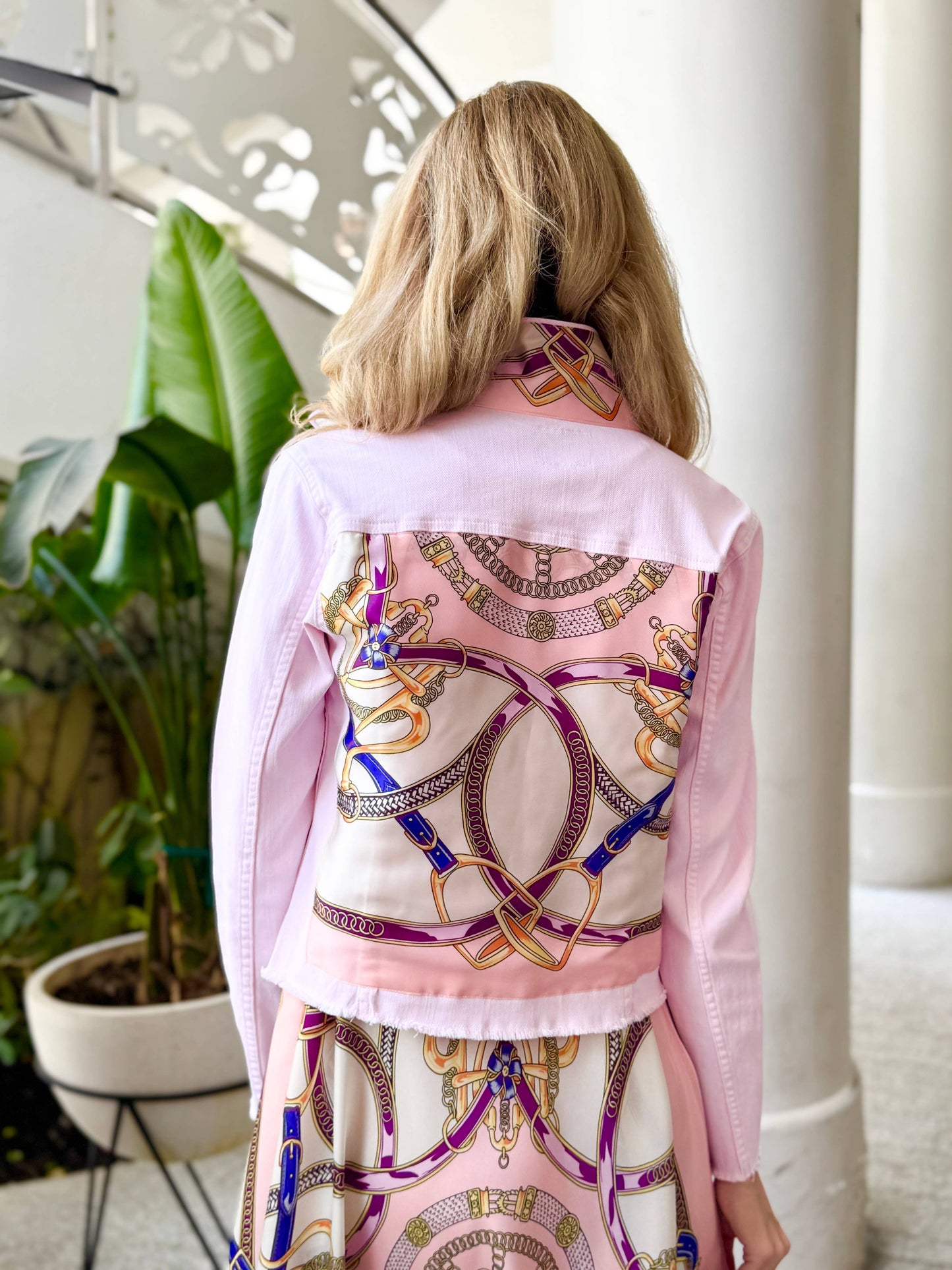 Stacy Bradley Design - The Pink Denim Jacket / Purple Stirrup: Medium