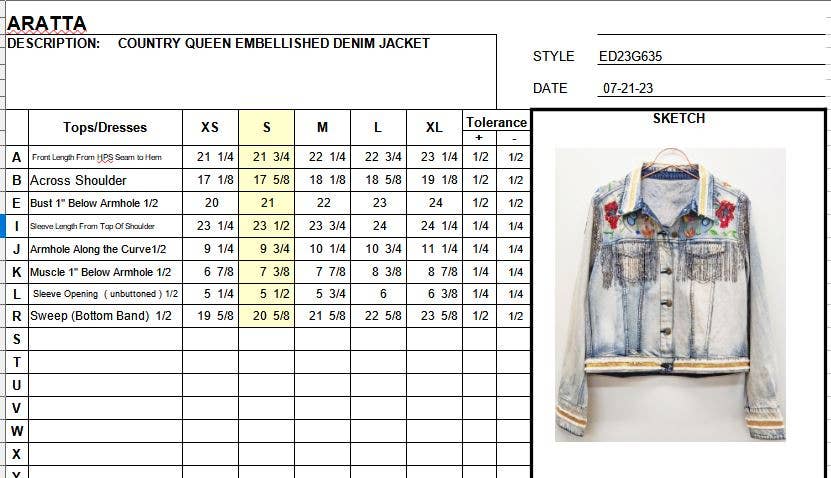 Aratta - Country Queen Embellished Denim Jacket: Washed Denim / M