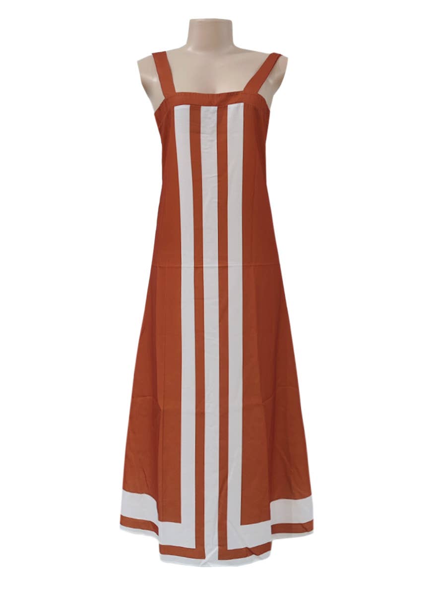 Rosa Clothing - Colorblocked resort slip maxi dress: Red / M