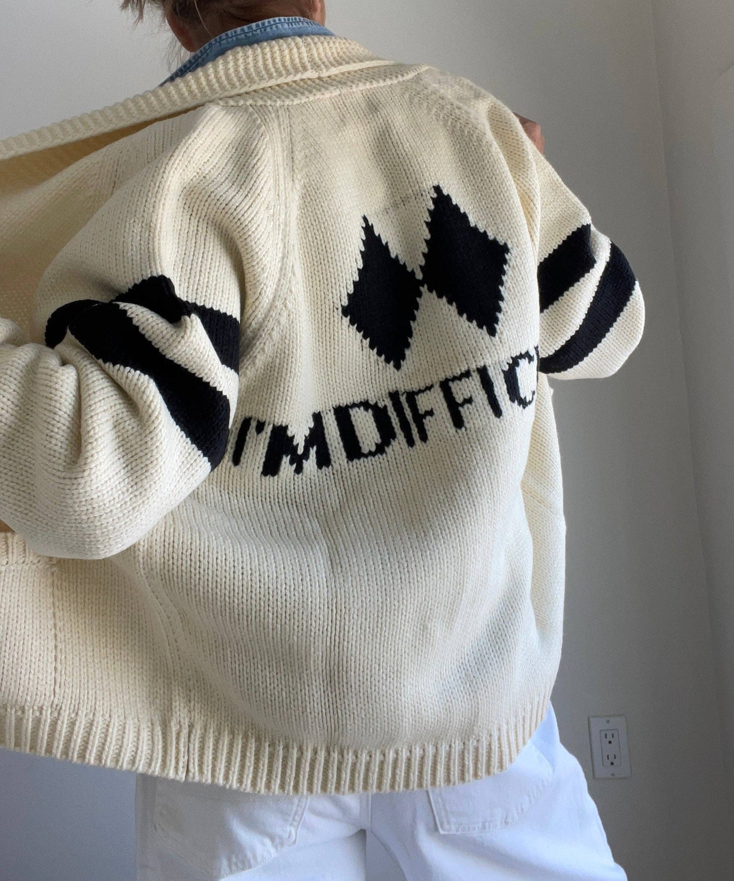 Pink Pineapple - I'm Difficult Varsity Cardigan: Xs/s