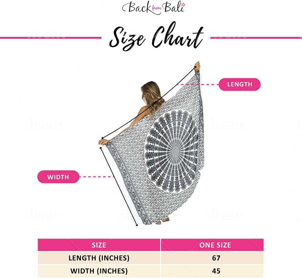 Womens Sarong Beach Swimsuit Bikini Cover up Wrap Peacock & Clip