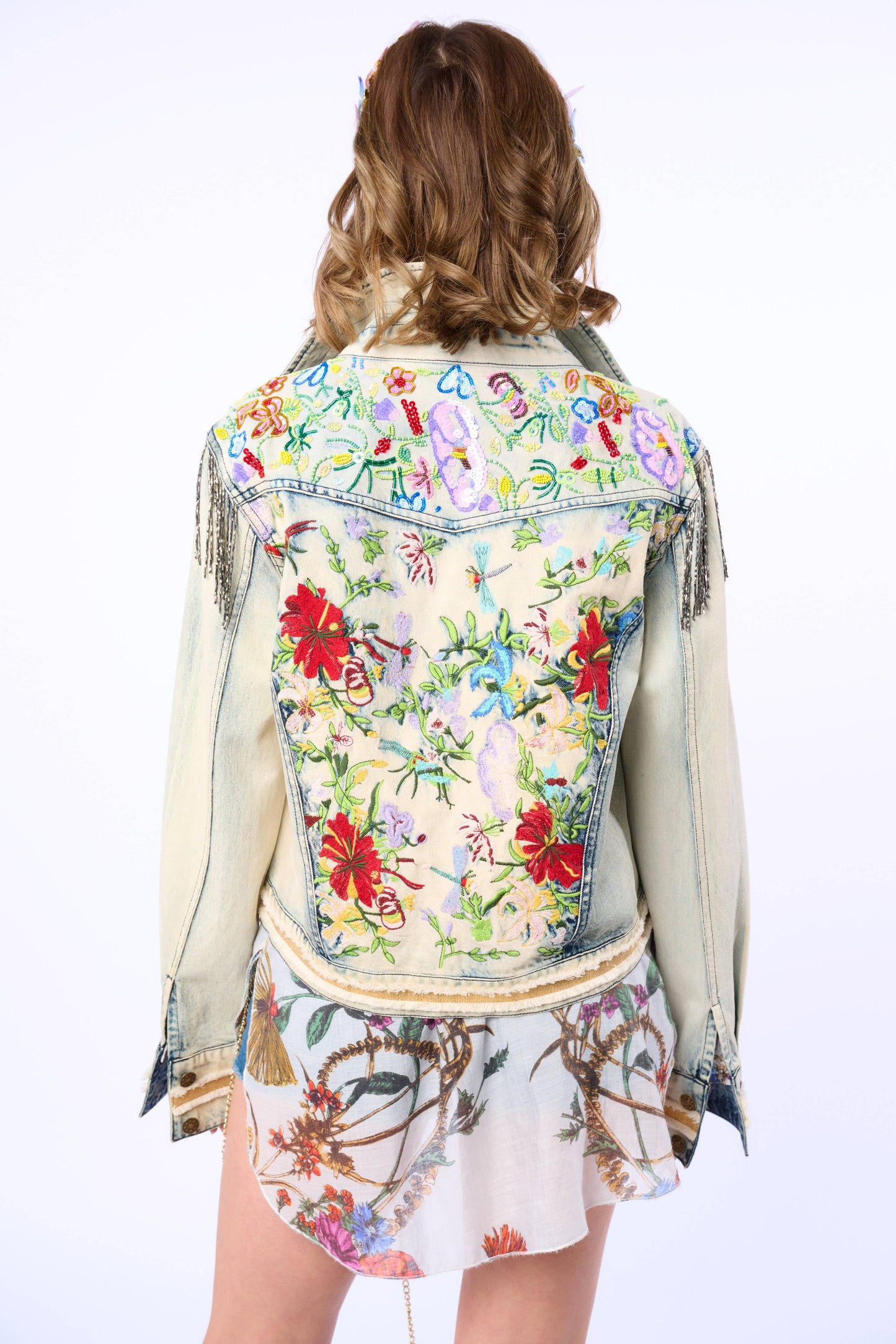 Aratta - Country Queen Embellished Denim Jacket: Washed Denim / M
