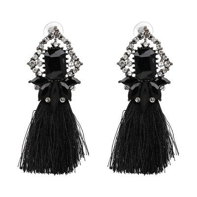 Glamour Rhinestone Hot Pink Tassel Women's Earrings