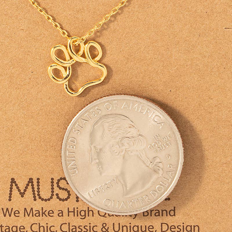 Fame Accessories - Gold Dipped Wire Paw Pendant Necklace: G