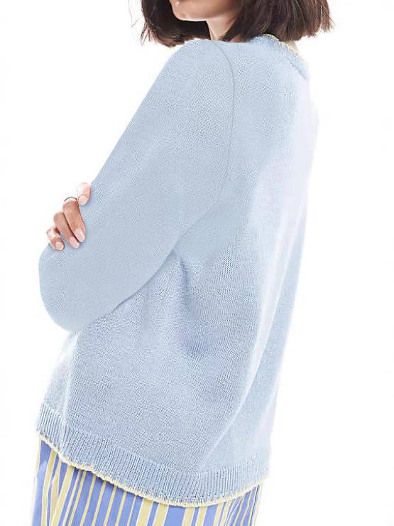 Lily Clothing - Lobster jacquard round-neck pullover sweater: DARKBLUE / (M) 1