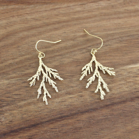 Pretty Persuasions - E23394 Gold Conifer Brass Earrings