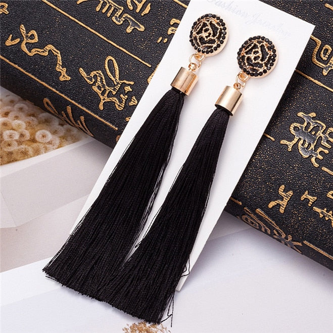 Bohemian Women's Crystal Tassel Earrings