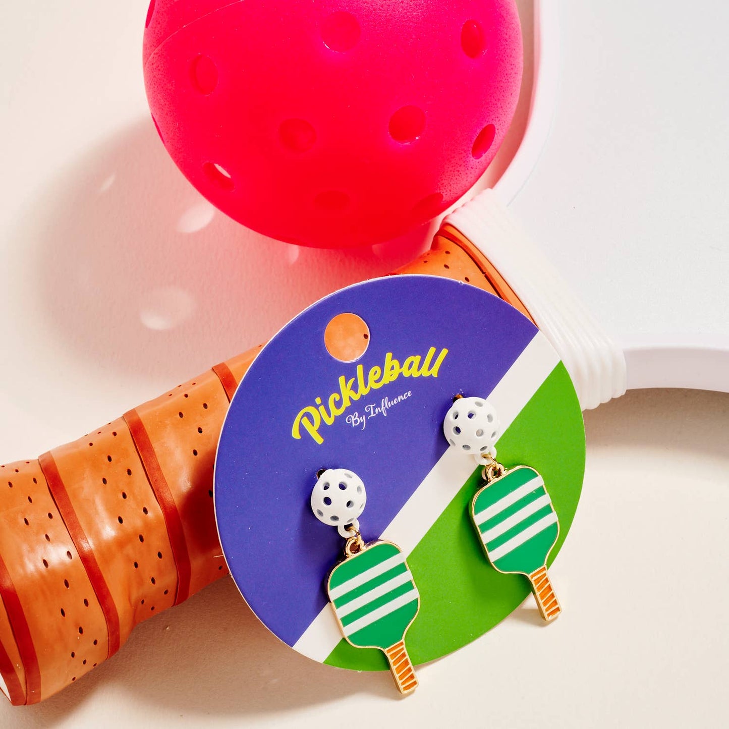 Designature New York - Sports Pickleball Enamel Pattern Post Earrings: PK / ONE