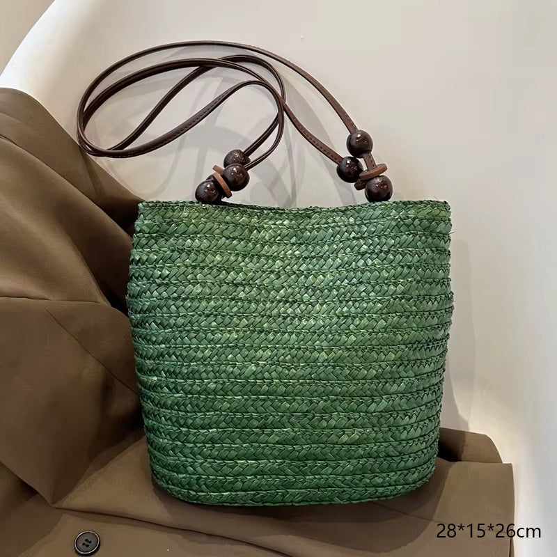 Woven Rattan Bag round Straw Shoulder Bag Small Beach Handbags Women Summer Hollow Handmade Messenger Crossbody Bags