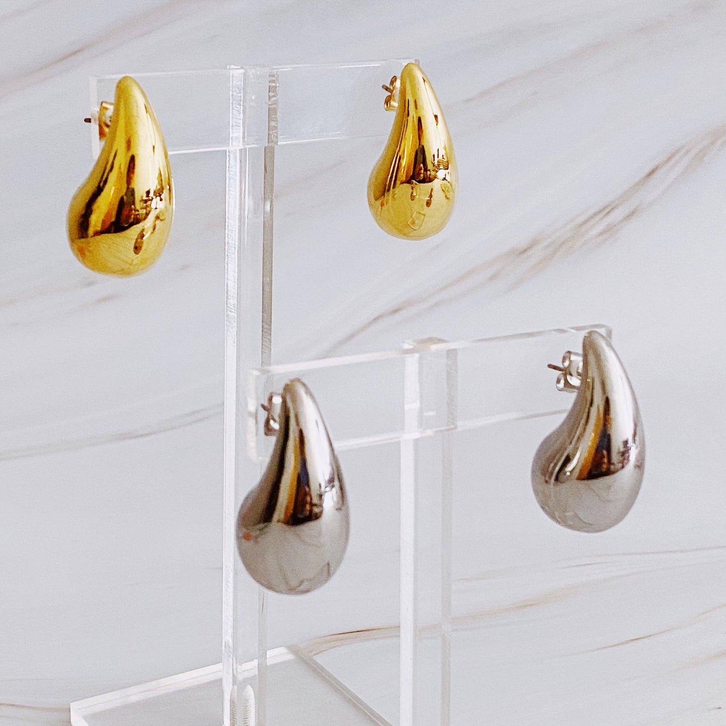 Ellison+Young - Statement Hollow Teardrop Stud Earrings: Gold