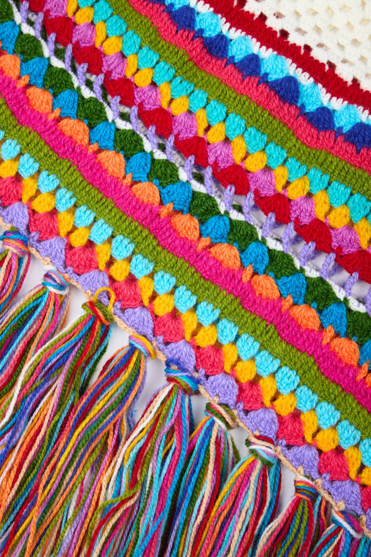 SAACHI - Rainbow Crochet Fringe Wrap