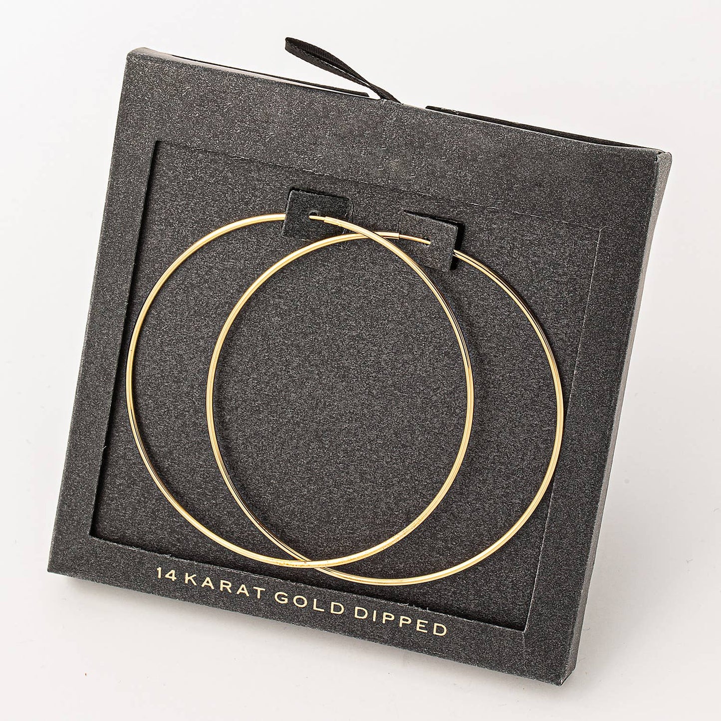 Fame Accessories - Secret Box Gold Dipped Thin 60Mm Hoop Earrings: GD