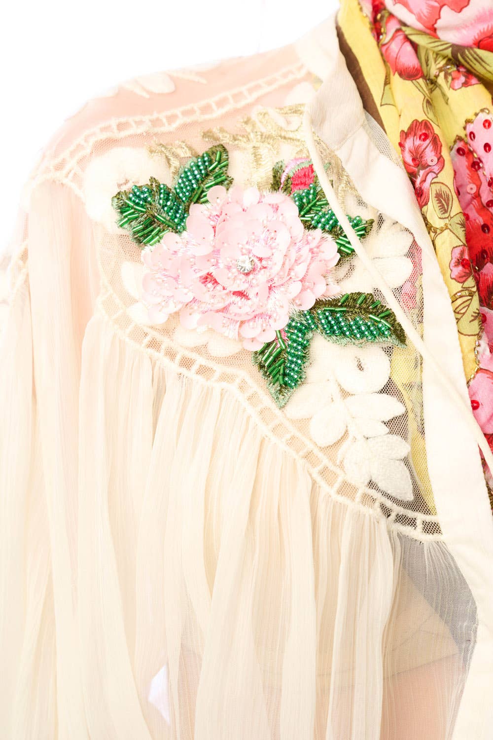 Aratta - Amora Chiffon Hand - Embellished Blouse / Top : Ivory / M