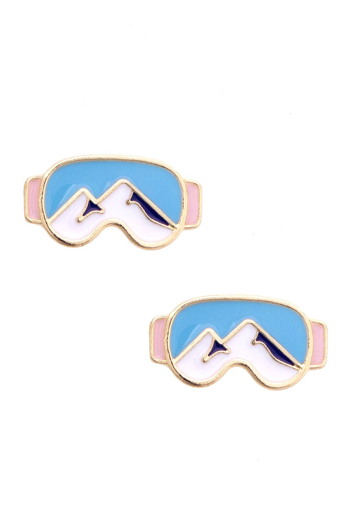 Canvas Style - Snow Goggles Stud Earrings in Blue