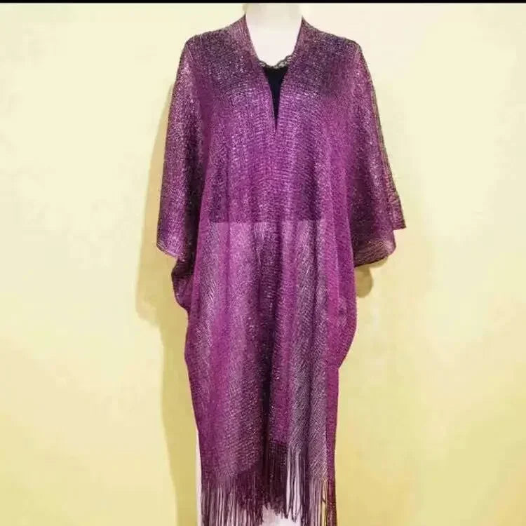 Tassel Gold Bikini Cover Up Sexy Beach Dress Tunics for Women Beachwear 2024 Summer cover-ups kaftan Evening Dress Shawls