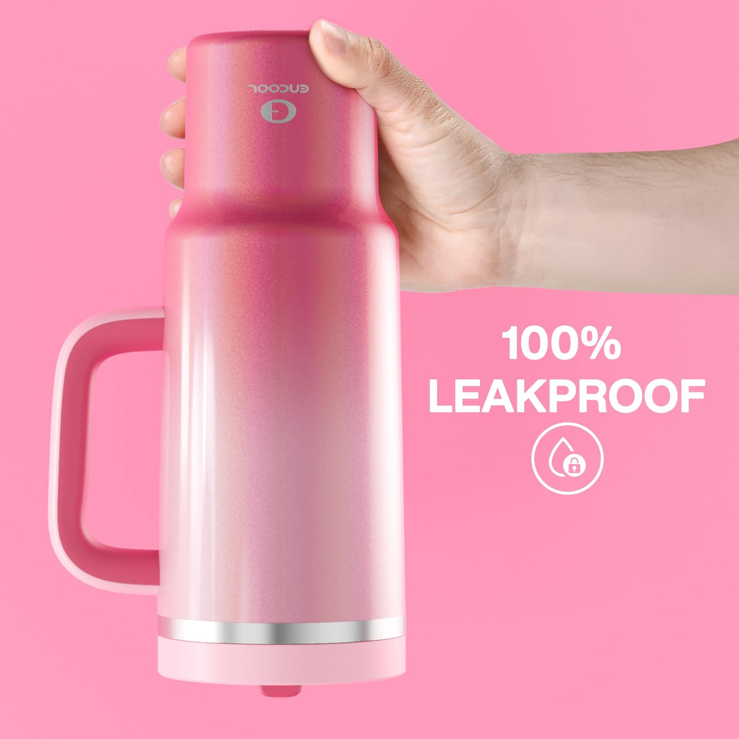 32 oz Tumbler with Handle and Straw: Stainless Steel Insulated Tumbler Keeps Cold for 24 Hours, Leakproof Travel Cup Fits in Cup Holder and BPA-Free, Aquamarine Blue