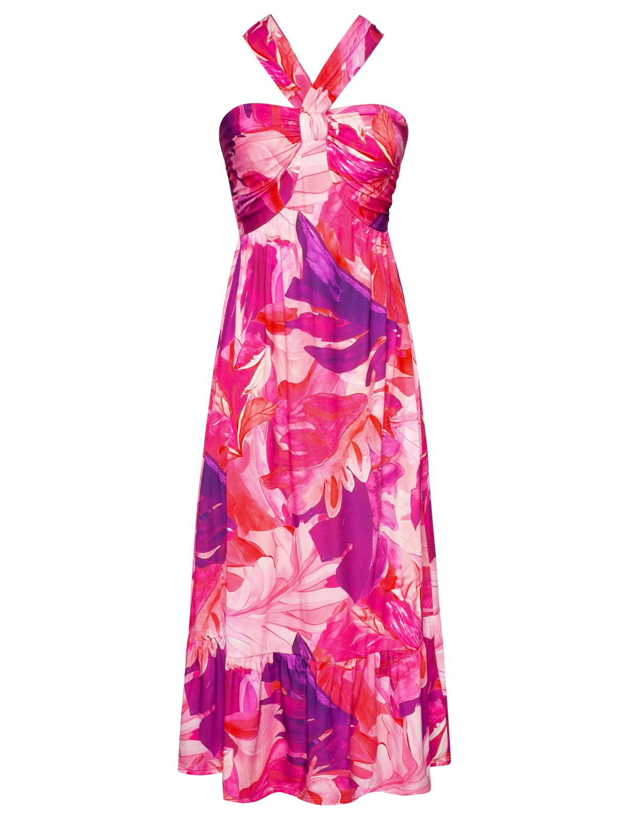 GRACE KARIN 2025 Women's Criss Cross Halterneck Sleeveless Summer Floral Print Flowy A Line Maxi Dress