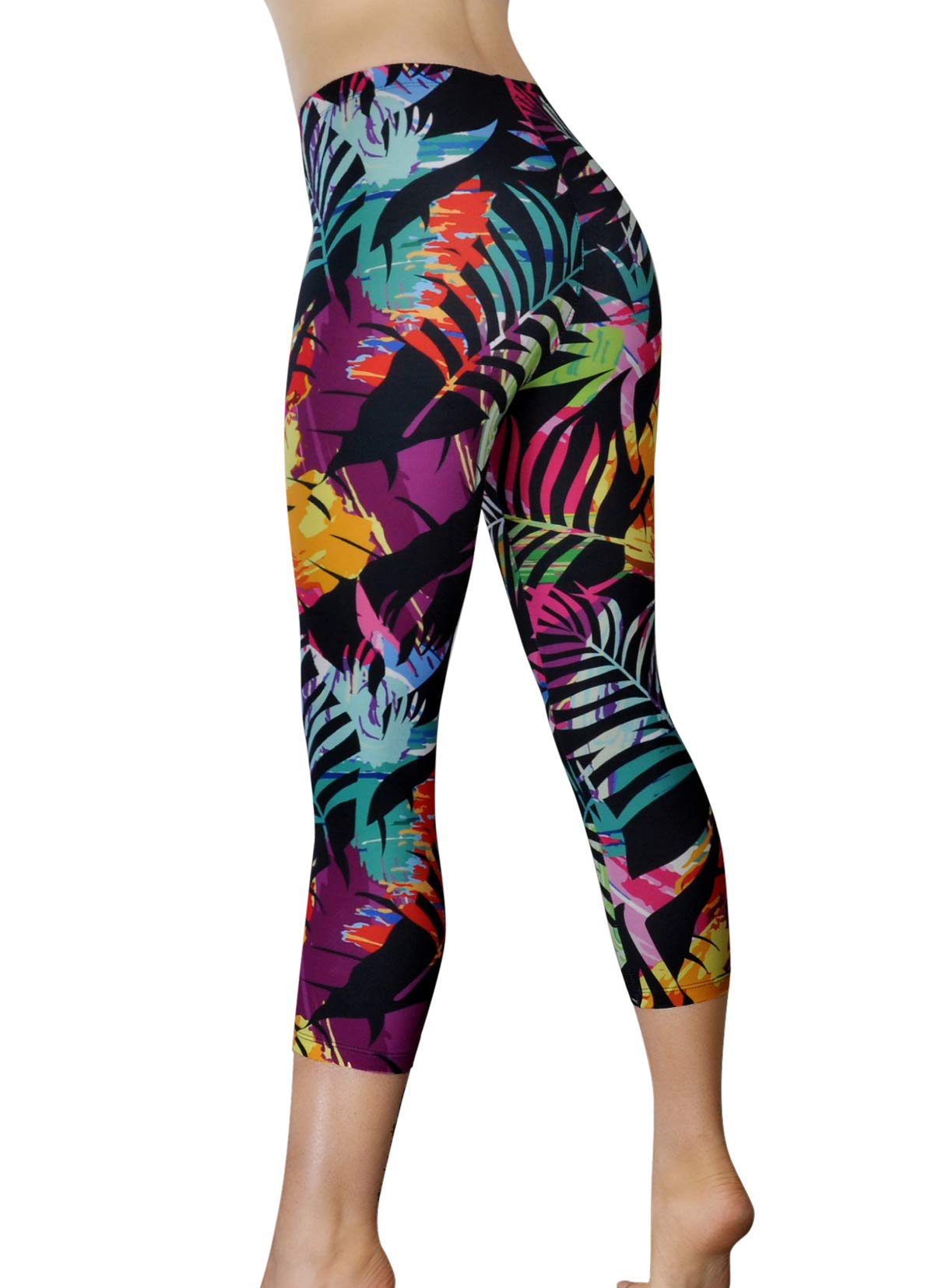 Comfy Yoga Pants - Workout Capris - High Waist Workout Leggings for Women - Lightweight Printed Yoga Legging - Size S/M 4-10