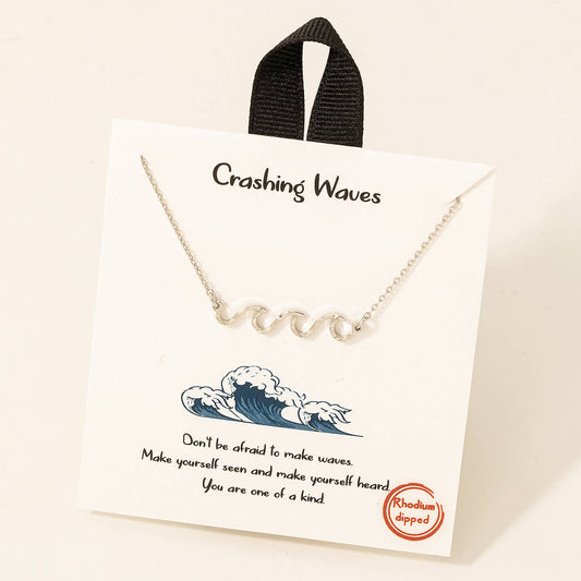 Fame Accessories - Crashing Waves Pendant Necklace: S
